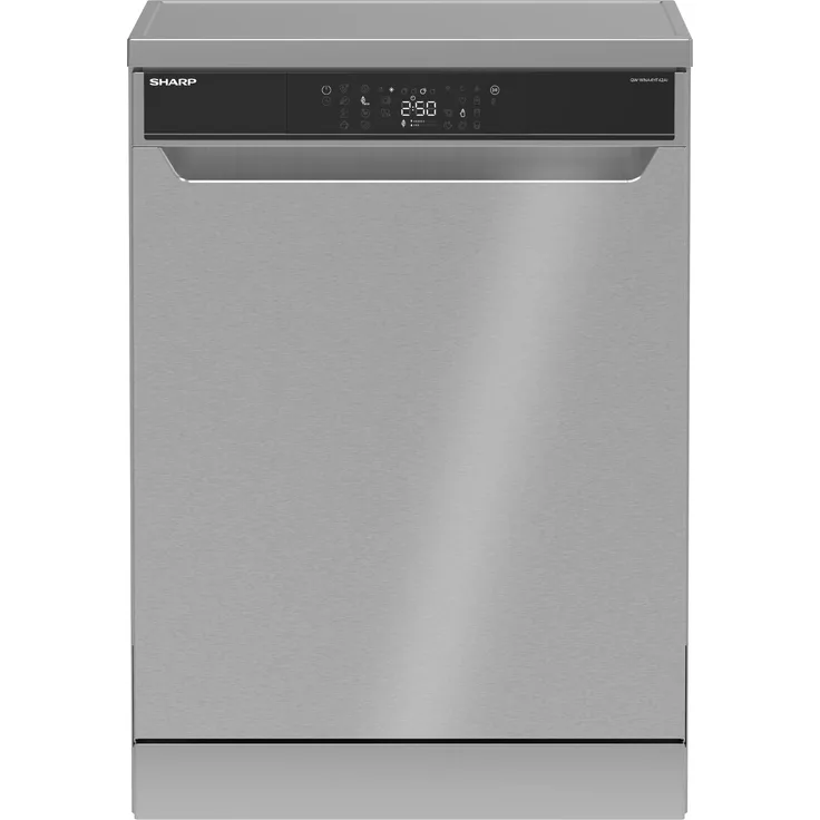 Sharp Geschirrspüler QW-WNA4YF42AI-DE, freistehend 60cm Edelstahl mit EcoWash, AutoDoor und 14 Maßgedecken