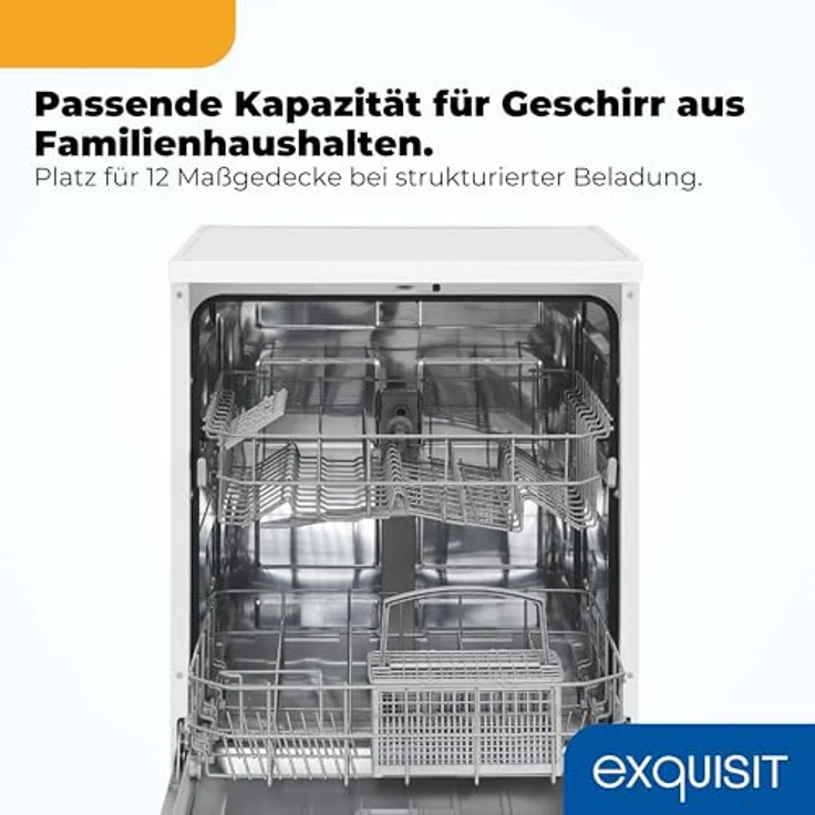 Exquisit PLUS GSP56312-030E, Geschirrspüler 60 cm, 12 Maßgedecke, Unterbaufähig, Startzeitvorwahl, 11 Liter, weiss – Bild 6