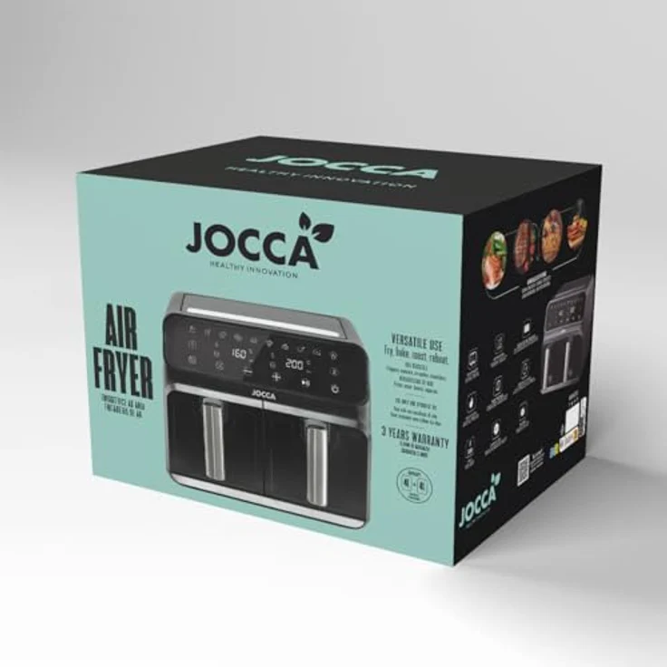 Jocca Doppelte ölfreie Fritteuse 4L + 4L, Heißluftfritteuse in Schwarz mit LED-Display, 1700 W – Bild 10