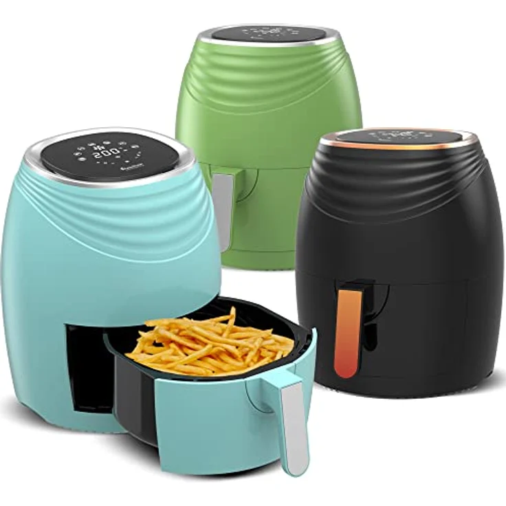 TurboTronic/Digitale Heißluftfritteuse / 3,5L / schwarz, grün. türkis / 1200W / Airfryer mit Timer bis 60 Minuten, 50-200°C, LED-Display, Retro-Design (Türkis) – Bild 3