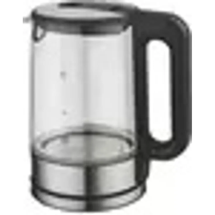 Emerio WK-215135.1 Glas-Wasserkocher, 1,7 l, Edelstahl, kabelloses 360-Grad-Design, digitales Display, LED-Licht, 5 Heizstufen