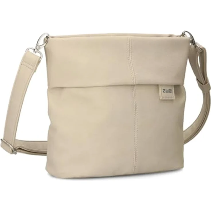 ZWEI Beuteltasche Mademoiselle M8, praktische Umhängetasche aus pflegeleichtem Kunstleder, Farbe Nude, mit Innenfächern und Handyfach, 25 x 10 x 23 cm – Bild 1