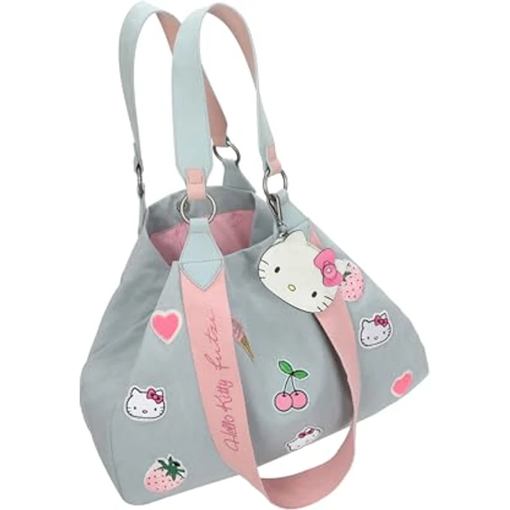 Fritzi aus Preußen Izzy Medium Hello Kitty, Canvas Shopper Tasche 42 cm, petrol, 100% Baumwolle – Bild 5