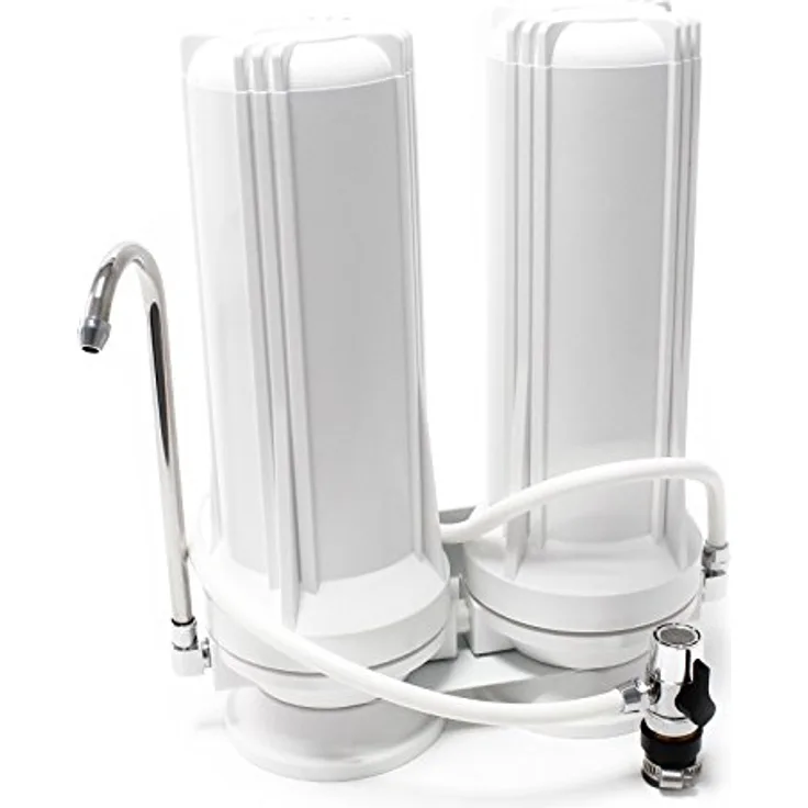Naturewater TR201, 2-Stufen Counter Top Wasserfilter mit 0,5 µ Sedimentfilter und 5 µ Aktivkohleblock, inklusive Universaladapter