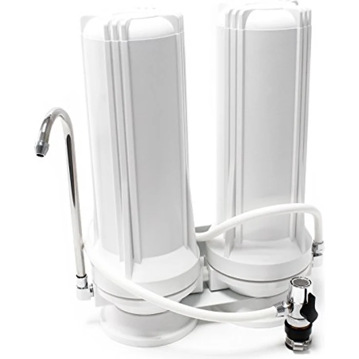 Naturewater TR201, 2-Stufen Counter Top Wasserfilter mit 0,5 µ Sedimentfilter und 5 µ Aktivkohleblock, inklusive Universaladapter – Bild 1