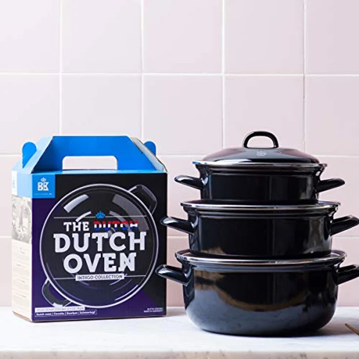 BK Indigo Holländisches Erbe Runde Deutsche Emaillierte Kasserolle mit Deckel mit PFAS-Freier Keramischer Antihaftbeschichtung, 20 cm/2,5 Liter, Induktion, Spülmaschinenfest, Backofenfest, Schwarz – Bild 2