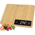ProfiCook® präzise Küchenwaage aus 100 Prozent Bambus | Waage mit einbestellbaren Maßeinheiten & LCD-Display | Küchenwaage digital mit Messbereich bis zu 5000g & Tara-Funktion | PC-KW 1271