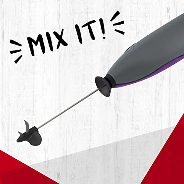 Fackelmann Mini-Mixer, Drink--Shake-Mixer mit Rührdrähten aus Edelstahl, Milchaufschäumer inkl. Spritzschutz (Farbe: Schwarz, Lila, Grau, Silber), Menge: 1 Stück – Bild 3