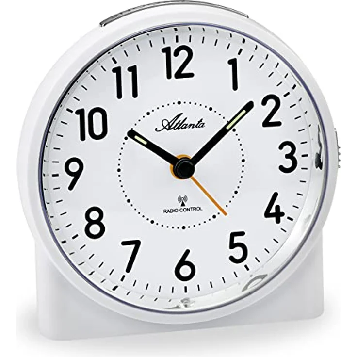 Atlanta Großer Funkwecker 1843/0, Analog mit Licht, Snooze-Funktion und Crescendo-Alarm, weiß – Bild 1