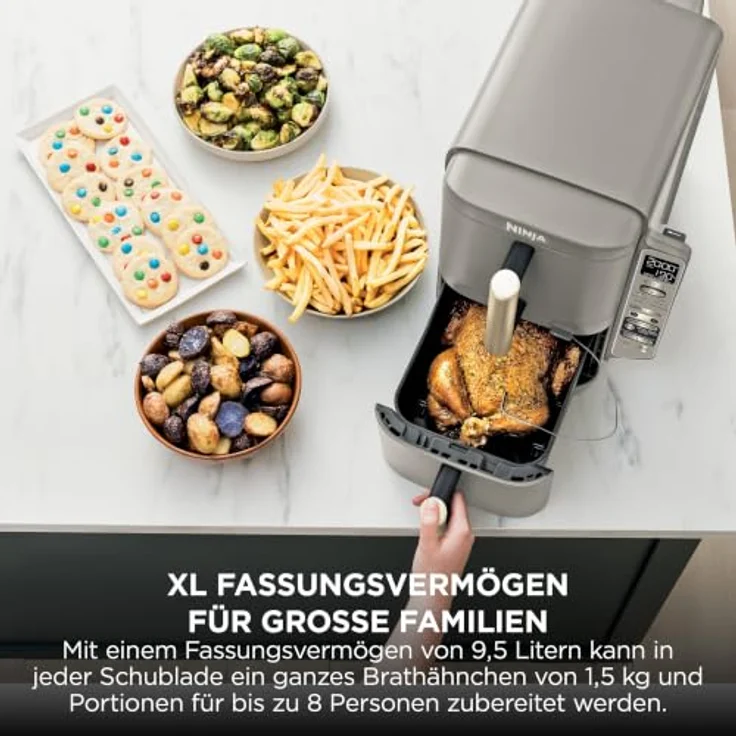NINJA Double Stack XL-Heißluftfritteuse SL451EUSD, 9,5 L, 6 Funktionen, Steingold, mit Smart Cook System und 2 unabhängigen Schubladen – Bild 6