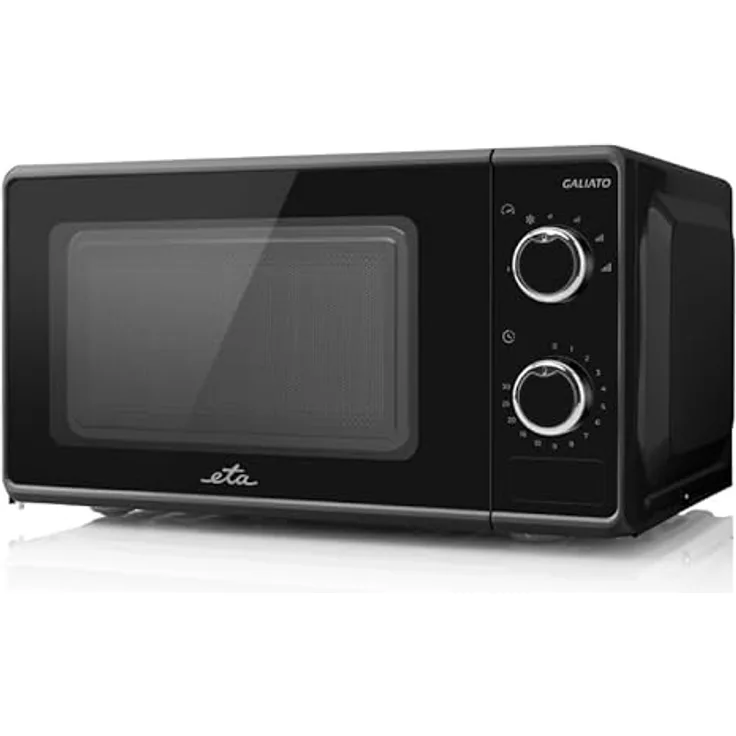 ETA Mikrowelle Galiato I 6 Stufen I Auftauen I Erwärmen I 700W I bis zu 30 min Timer I 17 Liter I Schwarz