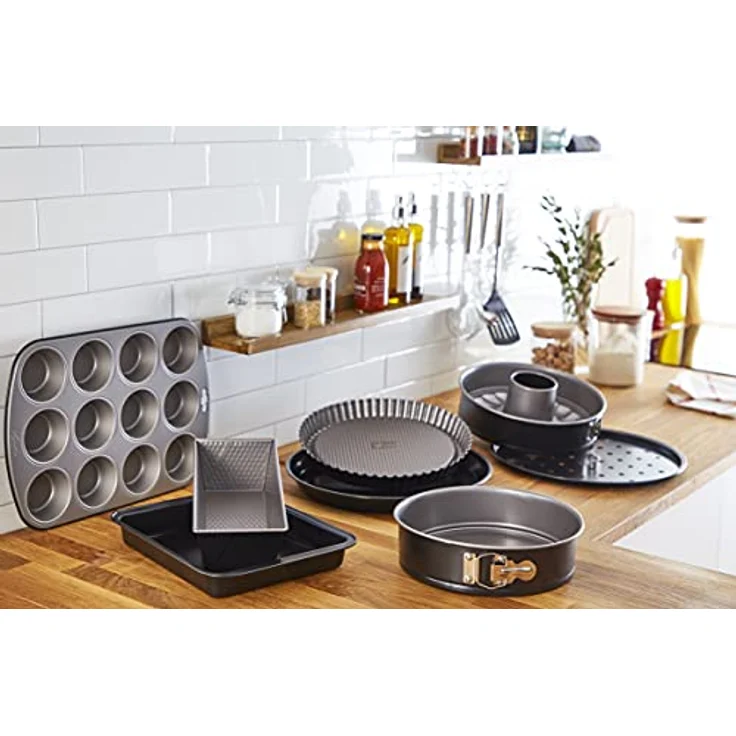 Lagostina Gustosa Kuchenform zum Öffnen mit Scharnier aus Stahl, antihaftbeschichtet, für Backofen, Schwarz, Durchmesser 24 cm – Bild 3