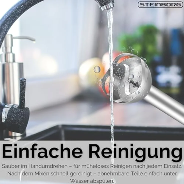 STEINBORG Stabmixer SB-7070, 1500 W, Edelstahl + Kunststoff, 2 Geschwindigkeitsstufen, umfangreiches Zubehör – Bild 7