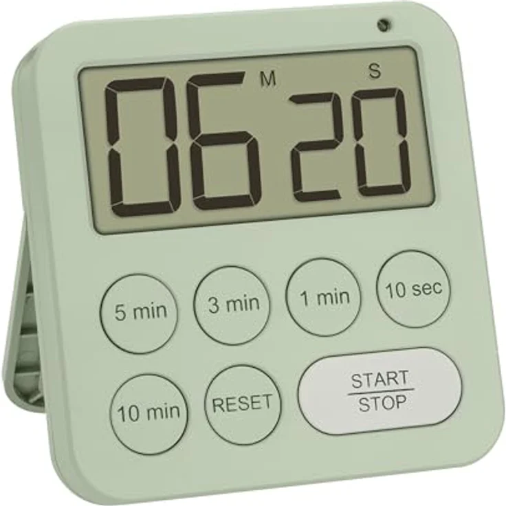 TFA Dostmann Digitaler Timer 38.2056, mit Stoppuhr, magnetisch, 3 Lautstärke Stufen, großes Display, visuelles LED Warnlicht, grün – Bild 2
