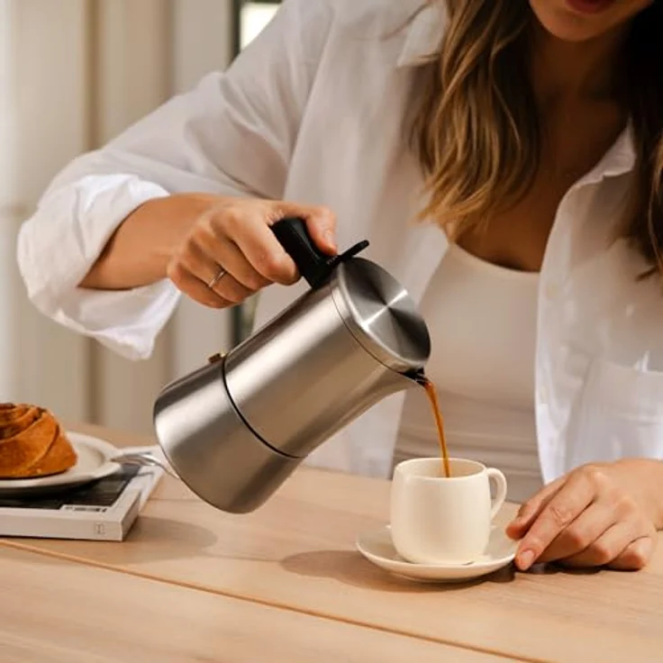 SILBERTHAL Espressokocher 300 ml 2er Set, inkl. manuellem Milchaufschäumer für cremigen Schaum, Edelstahl – Bild 5