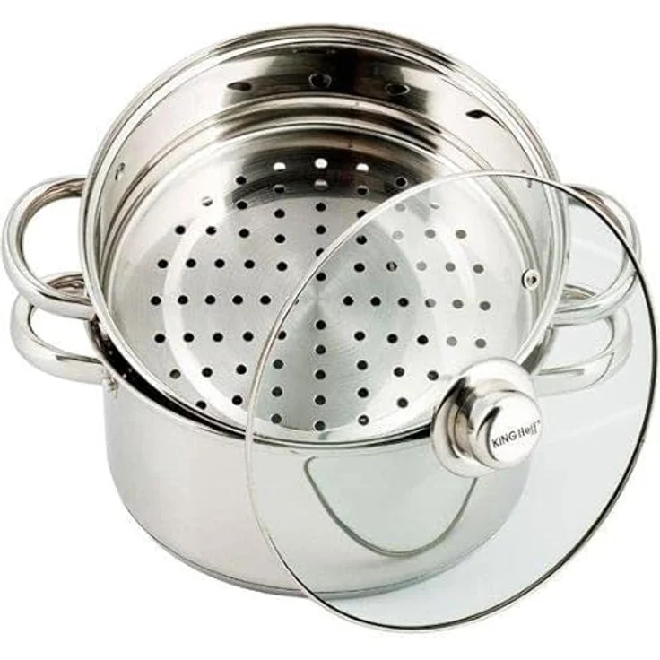 KING HOFF 3 Stk. Dampfgarer-set Töpfset Dampfkochtöpfe 2.5L 18cm KH-3315, hochglanzpoliert aus Edelstahl – Bild 1