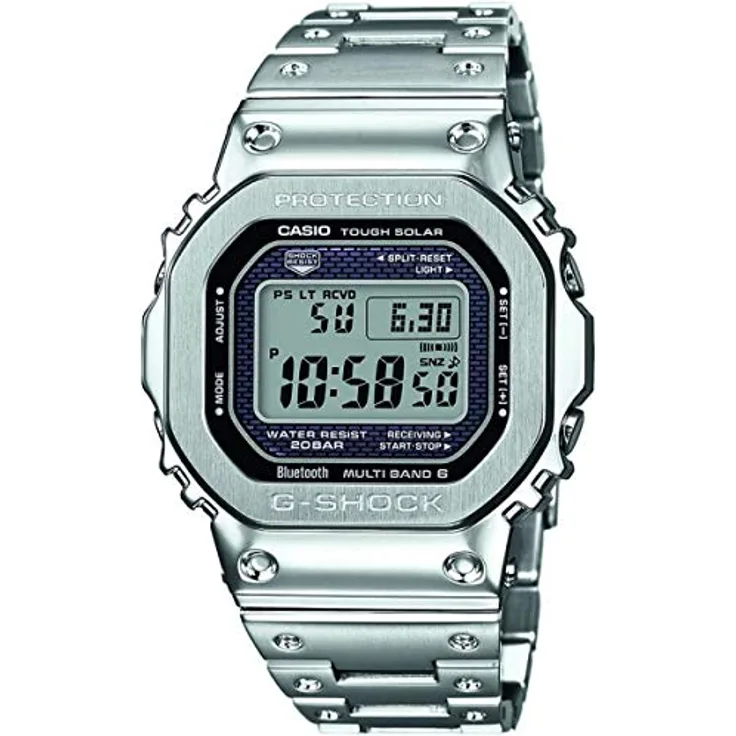 Casio GMW-B5000D-1ER Herren Armbanduhr, G-Shock Serie, silber, Funksignalempfang, True Leuchtzeiger