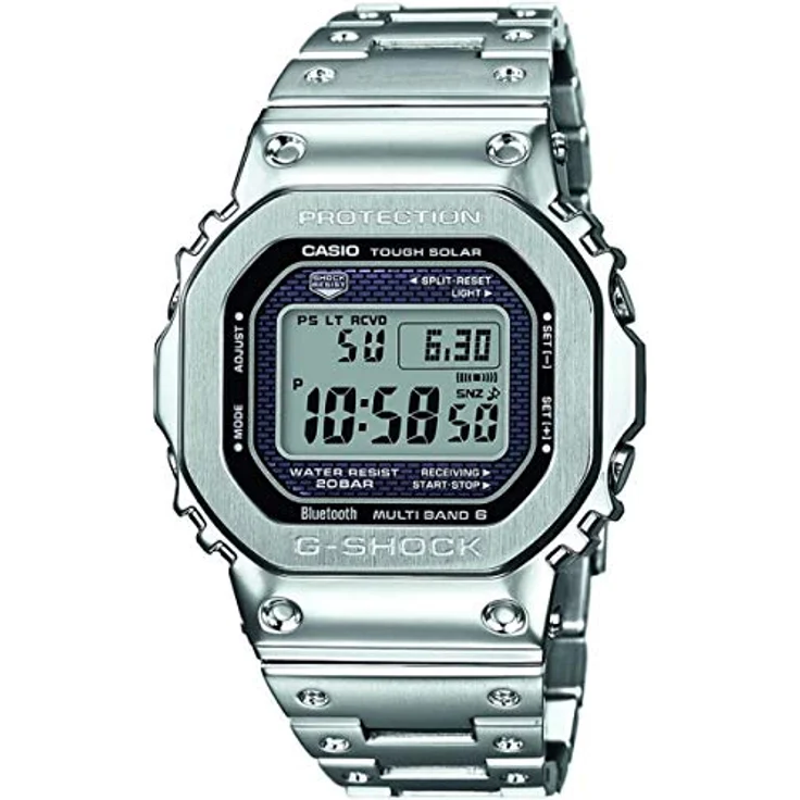 Casio GMW-B5000D-1ER Herren Armbanduhr, G-Shock Serie, silber, Funksignalempfang, True Leuchtzeiger