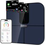 Healthkeep Personenwaage mit TFT-Farbdisplay, ITO-Technologie und Herzfrequenzmessung, App für Android und iOS, Blau