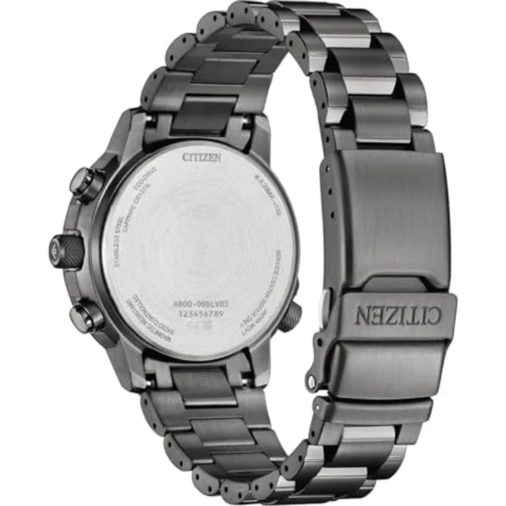 Citizen AT8304-57W Promaster Sky, Herren Funk Solar Chronograph, Edelstahlgehäuse gunmetalfarben, 42mm, grünes Zifferblatt – Bild 3