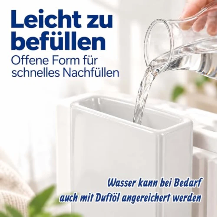 Relaxdays Luftbefeuchter Heizung, 4er Set, passiver Wasserverdunster aus Keramik in Weiß mit Metallhaken und 400 ml Fassungsvermögen – Bild 8