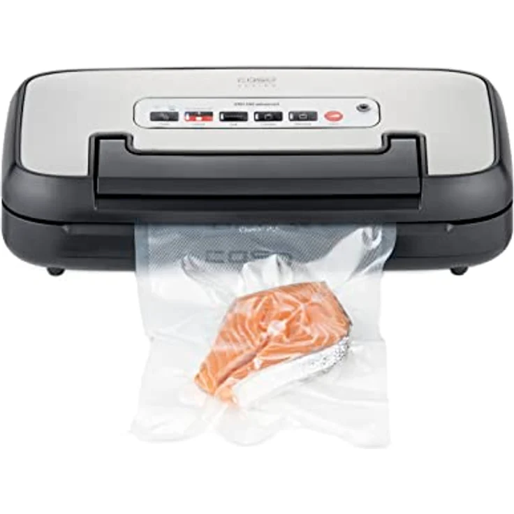 CASO VRH 590 advanced Vakuumierer - bis 125 Vakuumiervorgänge non-stop, 2,5 mm dicke Schweißnaht, integriertes Rollenfach mit praktischem Cutter, Edelstahlfront mit Anti‐Fingerprint Beschichtung – Bild 1