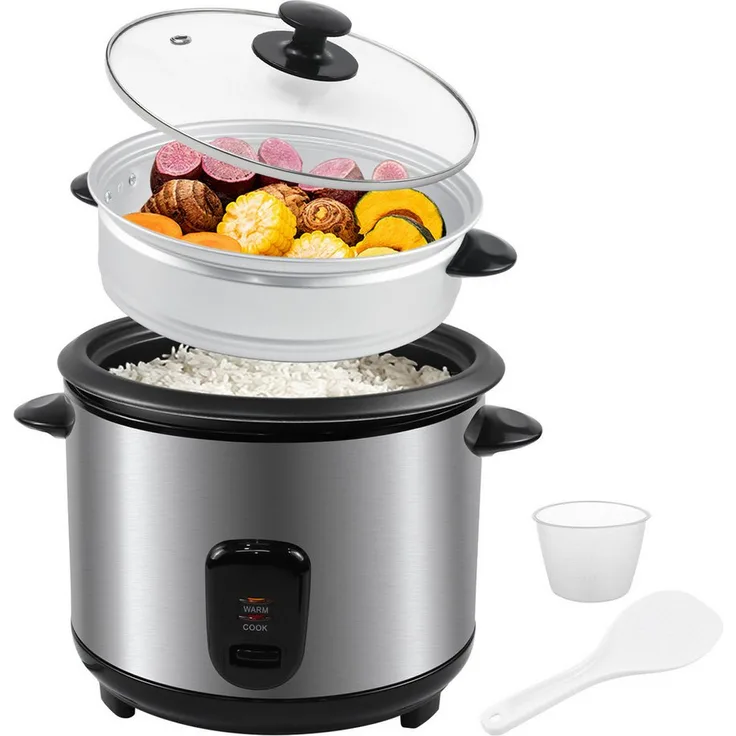 Gotoll Reiskocher OZSRC-18, 1,8L mit Warmhaltefunktion, Dampfgarer, Löffel und Messbecher, 700W, bis zu 10 Portionen, hitzesicheres Design