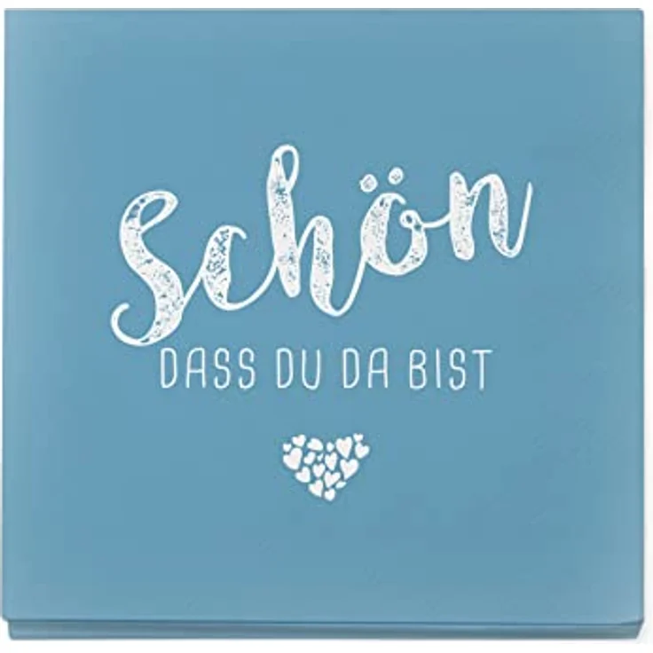 itenga Servietten Schön dass du da bist, 3-lagig, 30 x 30 cm, 40 Stück, nordic blue für Kommunion, Konfirmation, Hochzeit und Taufe – Bild 2