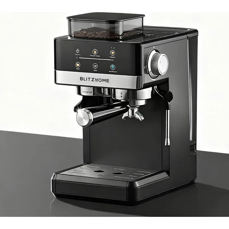BlitzHome® CM5520 Siebträger-Espressomaschine, 20 Bar, 1350W, mit Mahlwerk, Touchscreen, Vorheizanzeige, 1,8L Wassertank - Schwarz