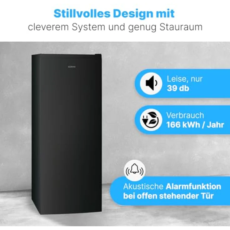 Bomann® Gefrierschrank Nofrost freistehender Tiefkühlschrank 161 L | Total No Frost - Schnellgefrierfunktion u. MultiAirflow-System | Türanschlag wechselbar