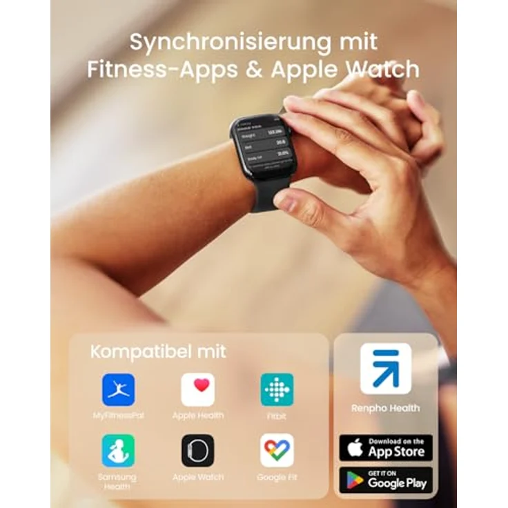 RENPHO Körper-Analyse-Waage Elis Nova WIFI Smart Body Scale A031, Körperfettwaage mit 13 Körpermessungen & 5 Gesundheitszielen, TFT-Display & App-Konnektivität, weiß – Bild 5