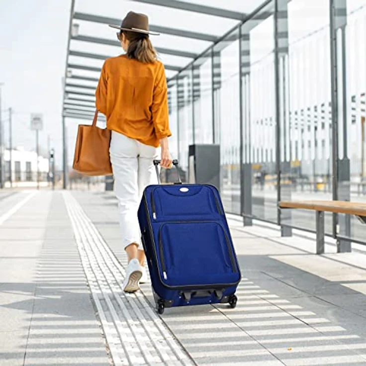 Juskys Trolley Reisekoffer Set 5 teilig - 60 Liter, 2 Rollen, Weichschale, wasserabweisend Stoff, leicht, Handgepäck - Koffer in Blau – Bild 2