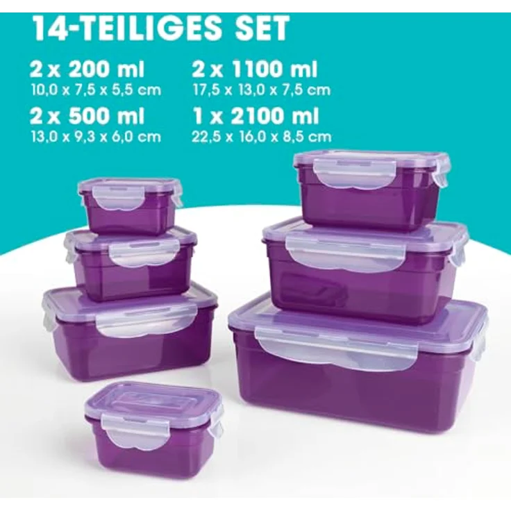 TV Unser Original GOURMETmaxx Frischhaltedosen klick-it 14-TLG. lila – Bild 3