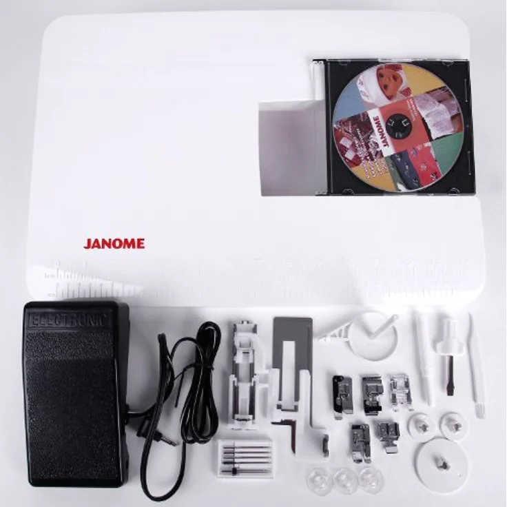 Janome DC 6030  30 Nähprogramme Display Nadeleinfädler Filzmaschine, weiß – Bild 6