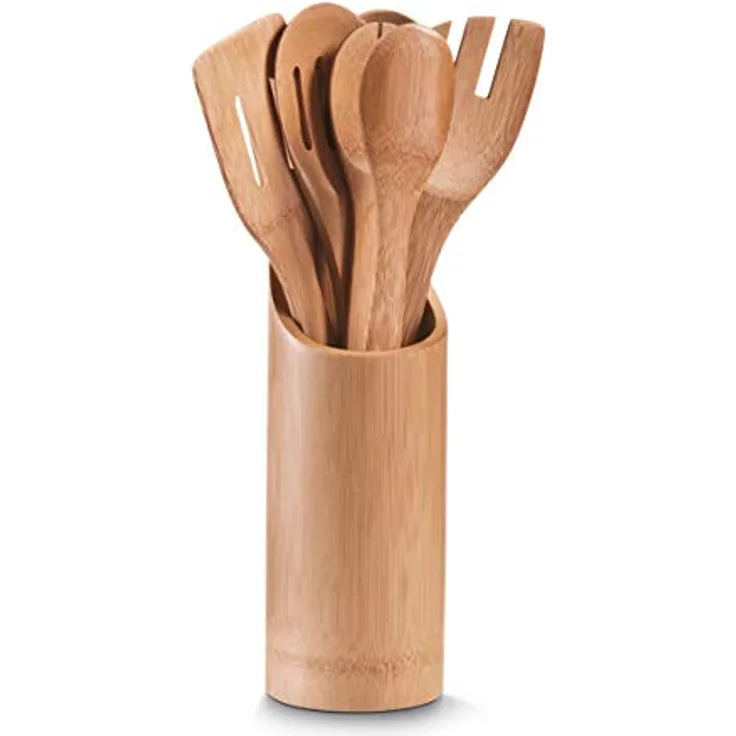 Zeller Küchenutensilienhalter 7-teilig, Bamboo, hygienisch und geschmacksneutral, Braun