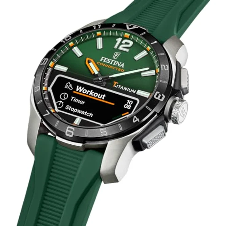 Festina Herrenuhr F23000/2 Connected D Titan grün Silikonarmband, 44mm – Bild 3