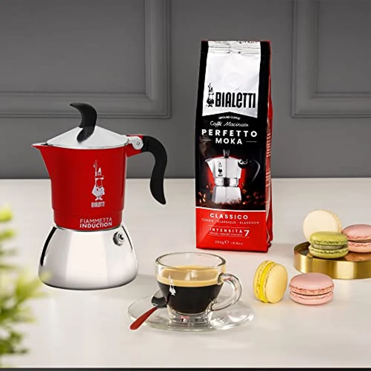 Bialetti Fiammetta Ind. 2cups Red, Espressokocher aus Edelstahl und Aluminium für Induktionsherde, Rot, 0,1 Liter – Bild 2