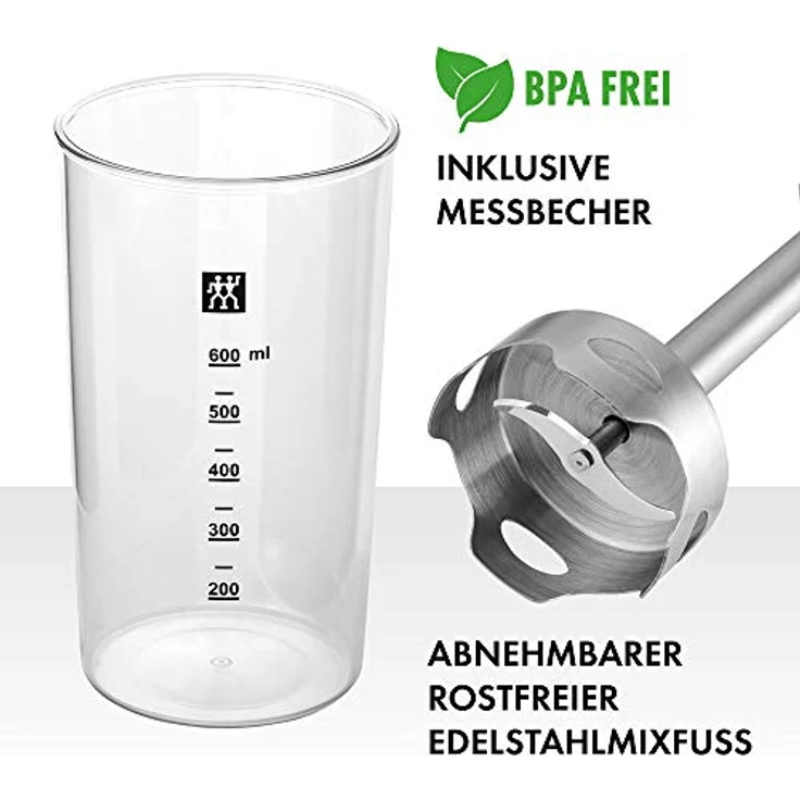Zwilling 36420-011-0 Stabmixer, Inkl. 600 Messbecher, 550 Watt, 18-8 Stainless Steel, edelstahl-schwarz – Bild 3