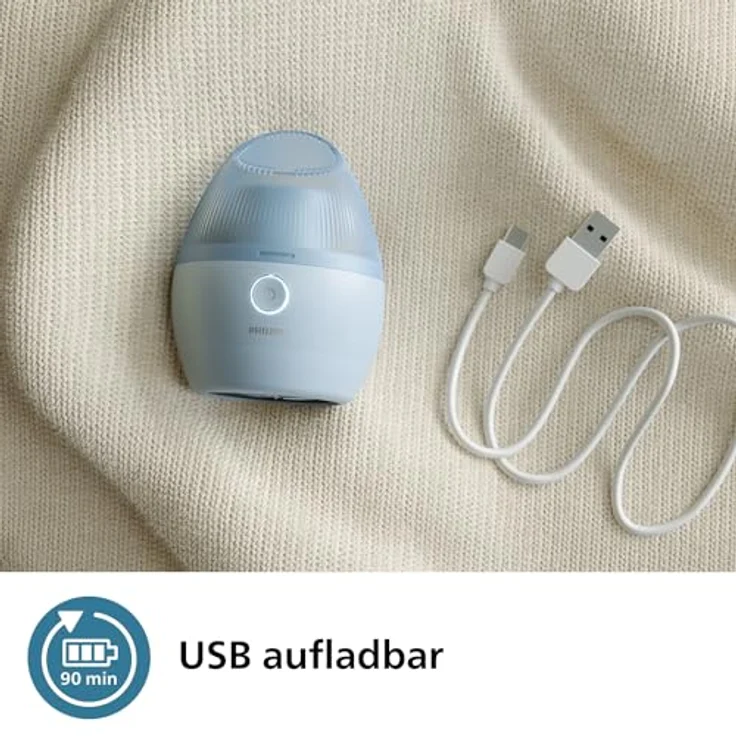 Philips Fusselrasierer, Wiederaufladbarer Fusselentferner, Sicher auf allen Kleidungsstücken, inkl. USB-Ladegerät, Effektive Entfernung aller Fusseln, Mühelose Entsorgung, Blau (GCA2100/20) – Bild 4