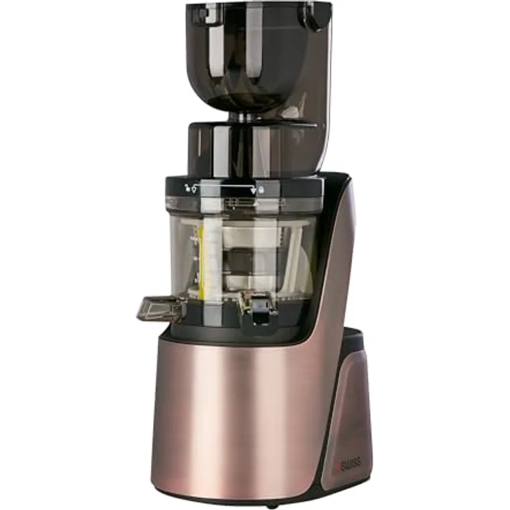 4Swiss BM105 Slow Juicer, Kaltentsafter mit 400W, leise, 2 Einfüllöffnungen, Roségold