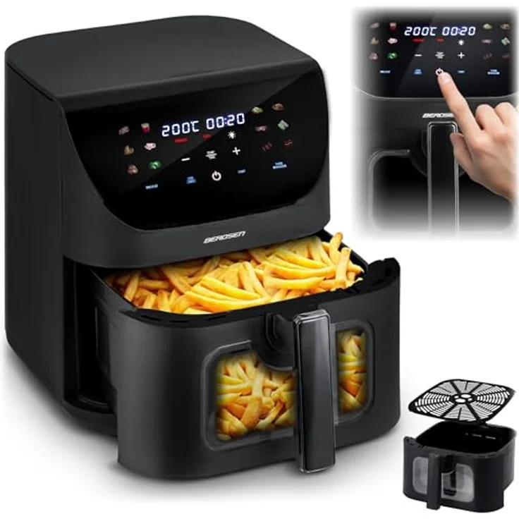 Berdsen Heißluftfritteuse XXL 8L mit Sichtfenster und Touchscreen, 1700W, 12 Programme für fettfreies Frittieren – Bild 1