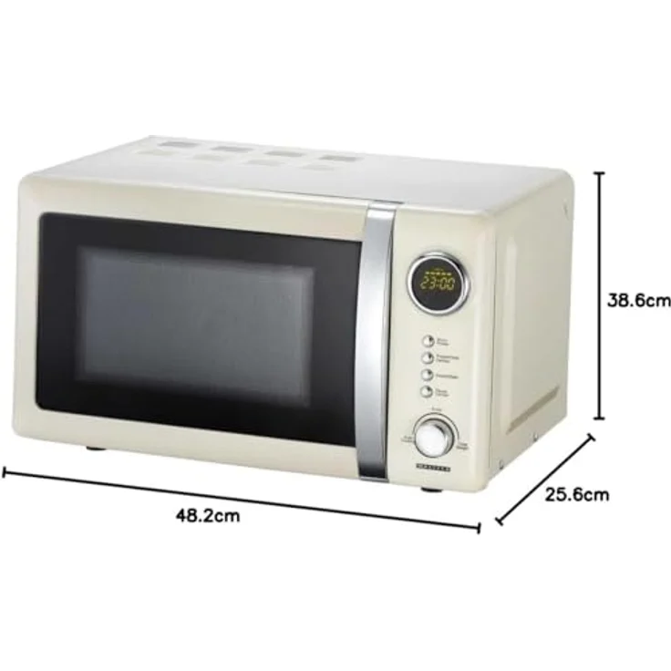 Melissa Classico 16330128 Mikrowelle mit Grill, Standgerät, 800W, 23 Liter Garraum, 12 automatische Garprogramme, LED-Display, mit Uhr, inkl. Grillrost, cremefarben – Bild 5