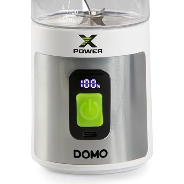 Domo XPOWER MIXER ZUM MITNEHMEN, 2-in-1 Standmixer mit 120 W, 600 ml BPA-freie Tritan-Flasche, USB-C-Ladekabel, LED-Akkuanzeige – Bild 5