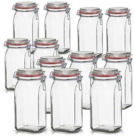 BigDean Einmachglas 12er Set, 1,5L mit Deckel & Bügelverschluss