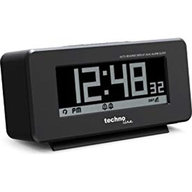 Technoline WT295 Funkwecker, DCF-77 mit positiv-und Negativ-Display, Kunststoff in Matt Schwarz, 2 Weckalarme, Datums- und Temperaturanzeige, Countdown-Funktion – Bild 3