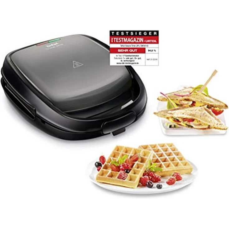 Tefal Snack Time 2in1 Kombi-Gerät SW341B [Waffeleisen belgisch und Sandwichtoaster dreieckig, 2 herausnehmbare, antihaftbeschichtete Plattensets spülmaschinengeeignet, multifunktional, 700W] – Bild 3