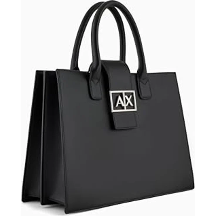 Armani Exchange Jodie Crossbody Bag, elegante Handtasche aus Kunstleder mit verstellbarem Träger, Schwarz – Bild 5
