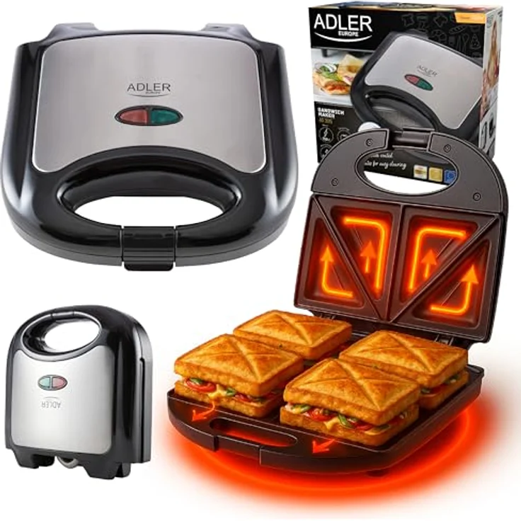Adler Adler AD-3015 Sandwichtoaster, 750 Watt – Bild 2