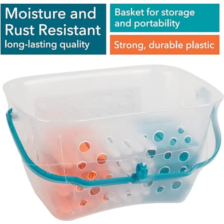 Beldray LA028297TQEU LA028297TQ Ultra-Grip Wäscheklammern im Korb, 48er-Pack, Plastik, Türkis, Einheitsgröße – Bild 4