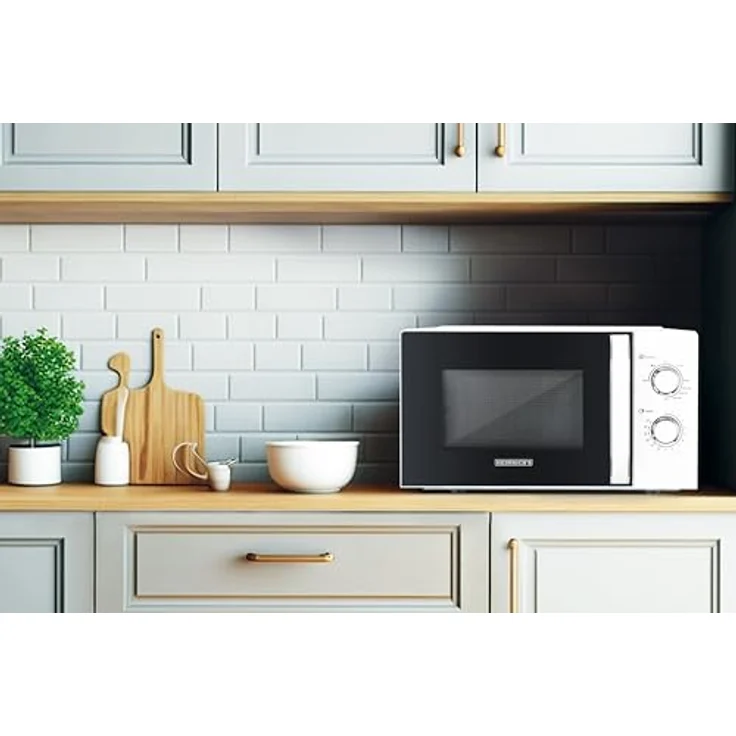 HEINRICHS Mikrowelle HMW 8846, 20L Volumen, 9 Leistungsstufen, inkl. 35min. Timer, Defrost Funktion, Innenraumbeleuchtung, 360°Drehteller, mit Grillfunktion, 800W Leistung, weiß – Bild 3